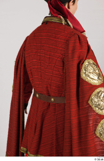  Photos Medieval Knight in cloth armor 4 17th century Historical clothing red gold jacket with decoration upper body 0007.jpg